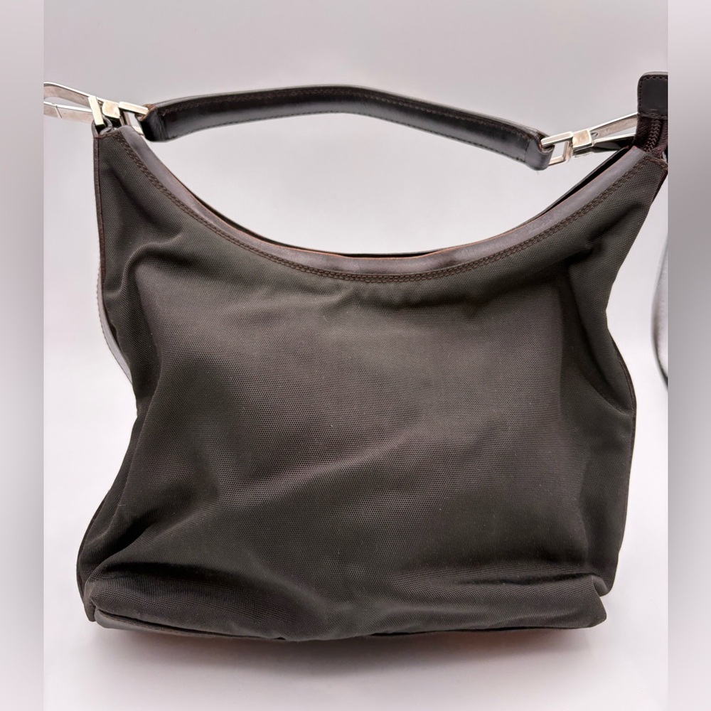Gucci Black Nylon Shoulder Bag w Leather Trim I